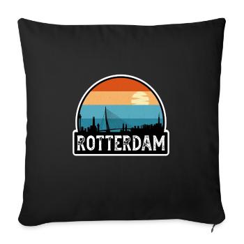 Rotterdam Netherlands Flag Skyline Travel Souvenir - Sofa pillowcase 17,3'' x 17,3'' (45 x 45 cm) - black - Front