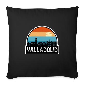 Valladolid Espagne Flag Skyline Souvenir de voyage - Housse de coussin décorative 45 x 45 cm - noir - Devant