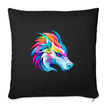 Rainbow Dragon Head - Sofa pillowcase 17,3'' x 17,3'' (45 x 45 cm) - black - Front