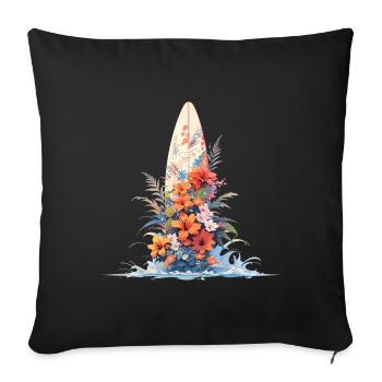 Mikakujumi Wakeboard with Flowers - Sofa pillowcase 17,3'' x 17,3'' (45 x 45 cm) - black - Front