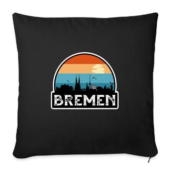 Souvenir de voyage de Brême Allemagne Flag Skyline - Housse de coussin décorative 45 x 45 cm - noir - Devant