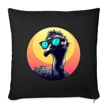 Cool Emu - ostrich with sunglasses at - Sofa pillowcase 17,3'' x 17,3'' (45 x 45 cm) - black - Front