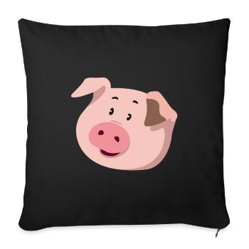 Piggy Head – Cute Animal Illustration - Sofa pillowcase 17,3'' x 17,3'' (45 x 45 cm) - black - Front