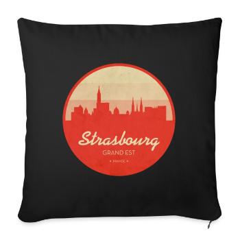 Strasbourg Skyline Vintage Circle - Sofakissenbezug 45 x 45 cm - Schwarz - Vorne