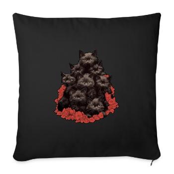 Black cats - Sofa pillowcase 17,3'' x 17,3'' (45 x 45 cm) - black - Front