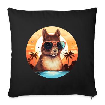 Cool squirrel silhouette, sunset with - Sofa pillowcase 17,3'' x 17,3'' (45 x 45 cm) - black - Front