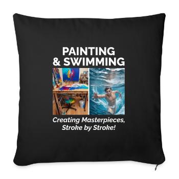 Peinture et natation - Housse de coussin décorative 45 x 45 cm - noir - Devant