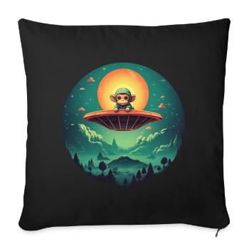 UFO abduction of a monkey by an alien - Sofa pillowcase 17,3'' x 17,3'' (45 x 45 cm) - black - Front