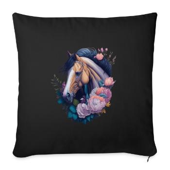 Fleurs de cheval - Housse de coussin décorative 45 x 45 cm - noir - Devant