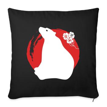 Silhouette d’ours japonais - Housse de coussin décorative 45 x 45 cm - noir - Devant