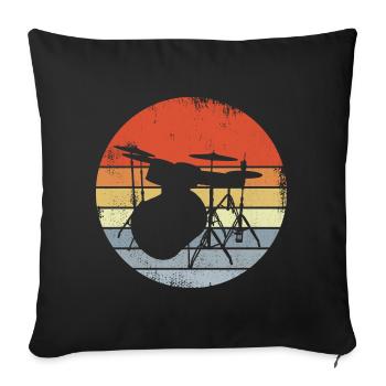 Vintage Drums Sketch - Sofa pillowcase 17,3'' x 17,3'' (45 x 45 cm) - black - Front