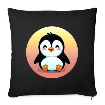 Sunset Penguin: Tout simplement mignon - Housse de coussin décorative 45 x 45 cm - noir - Devant