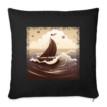 Chocolate brown dinghy on rough seas - Sofa pillowcase 17,3'' x 17,3'' (45 x 45 cm) - black - Front