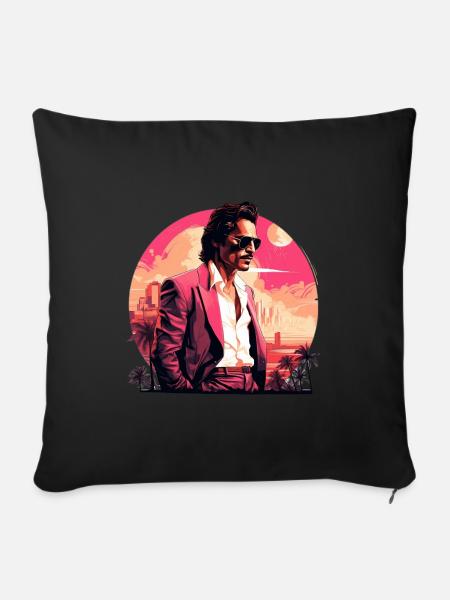 Retro Miami Boho Style Design - Sofakissenbezug 45 x 45 cm - Schwarz