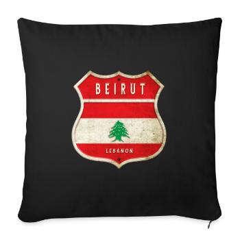 Beirut Lebanon coat of arms flags design - Sofa pillowcase 17,3'' x 17,3'' (45 x 45 cm) - black - Front