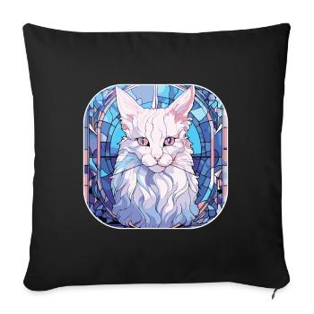 Colorful Turkish Angora Cat Breed Watercolor Paint - Sofa pillowcase 17,3'' x 17,3'' (45 x 45 cm) - black - Front
