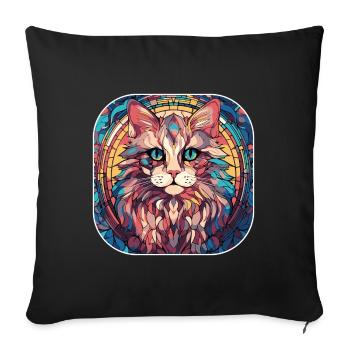 Coloré RagaMuffin Race Chat Peinture à l’aquarelle - Housse de coussin décorative 45 x 45 cm - noir - Devant