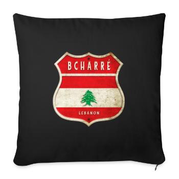 Bisharri Lebanon coat of arms flags design - Sofa pillowcase 17,3'' x 17,3'' (45 x 45 cm) - black - Front