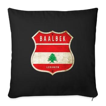 Baalbek Lebanon coat of arms flags design - Sofa pillowcase 17,3'' x 17,3'' (45 x 45 cm) - black - Front