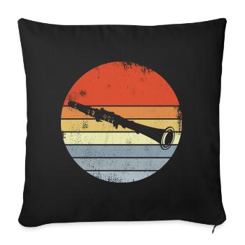 Dessin de clarinette vintage - Housse de coussin décorative 45 x 45 cm - noir - Devant