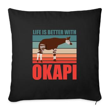 Okapi en harmonie avec la nature - Housse de coussin décorative 45 x 45 cm - noir - Devant