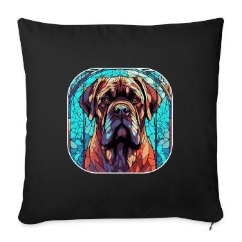 Colorful English Mastiff Dog Breed Watercolor Glas - Sofa pillowcase 17,3'' x 17,3'' (45 x 45 cm) - black - Front