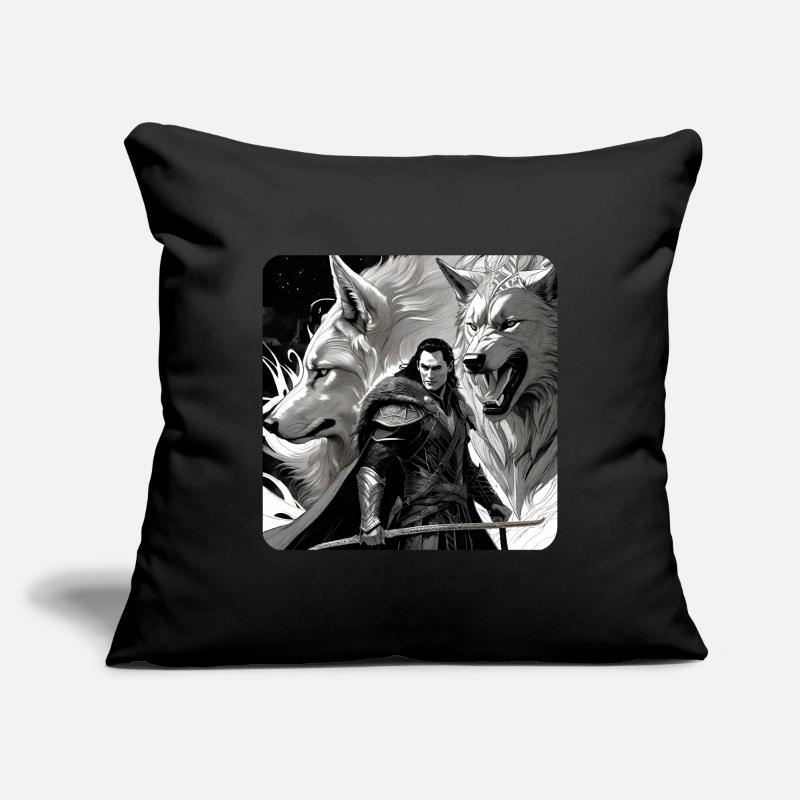Loki mit Fenris Wolf Asgard Ragnarok Sofakissenbezug 45 x 45 cm