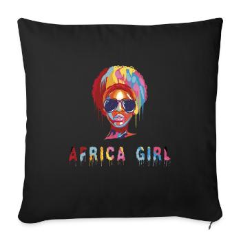 Fille africaine - Housse de coussin décorative 45 x 45 cm - noir - Devant