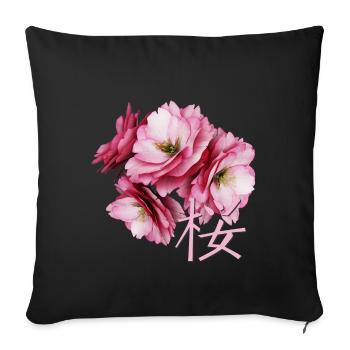 Fleur de cerisier - Housse de coussin décorative 45 x 45 cm - noir - Devant