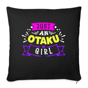 Otaku Manga Anime Déclaration Coeur Fille Japonaise - Housse de coussin décorative 45 x 45 cm - noir - Devant