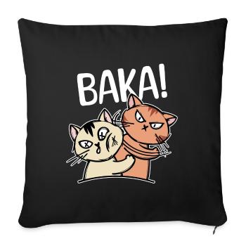 Baka Spruch Zeichentrick Katze Anime Manga Comic - Sofakissenbezug 45 x 45 cm - Schwarz - Vorne