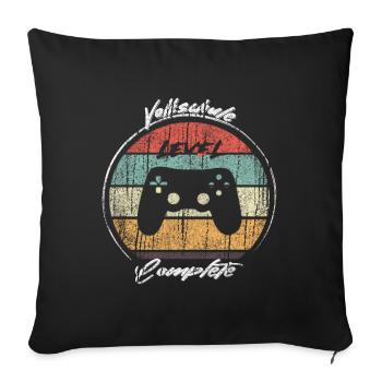 Volksschule Level Complete Gamer - Sofakissenbezug 45 x 45 cm - Schwarz - Vorne