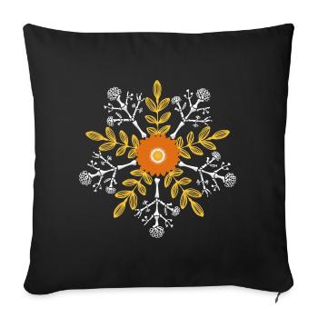 Symmetrie, Flowers, Bones, Mandala - Sofakissenbezug 45 x 45 cm - Schwarz - Vorne