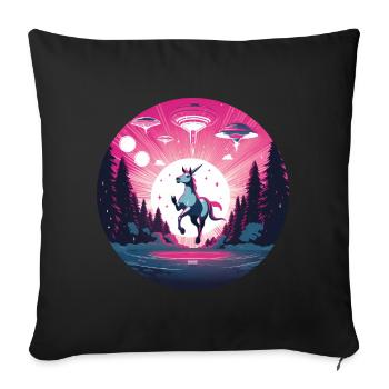 Alien UFO abduction of a unicorn - Sofa pillowcase 17,3'' x 17,3'' (45 x 45 cm) - black - Front