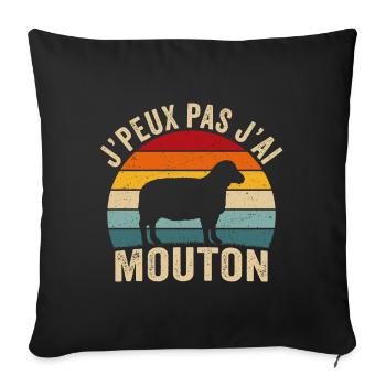 retro j'peux pas j'ai mouton - Housse de coussin décorative 45 x 45 cm - noir - Devant