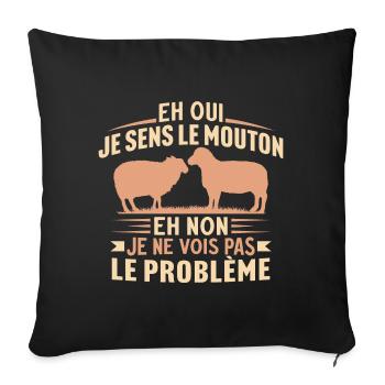 Eh oui je sens le mouton - Housse de coussin décorative 45 x 45 cm - noir - Devant