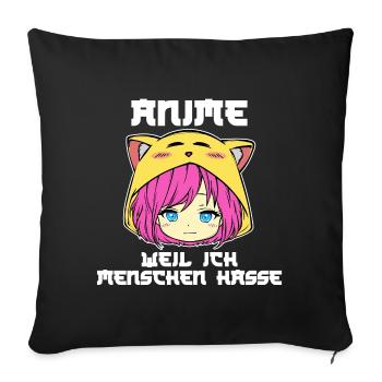 Trickfilm Comic Anime Manga Statement Zeichentrick - Sofakissenbezug 45 x 45 cm - Schwarz - Vorne