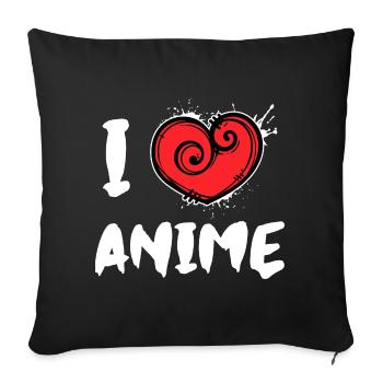 Manga Ich Liebe Anime Statement Trickfilm Herz - Sofakissenbezug 45 x 45 cm - Schwarz - Vorne