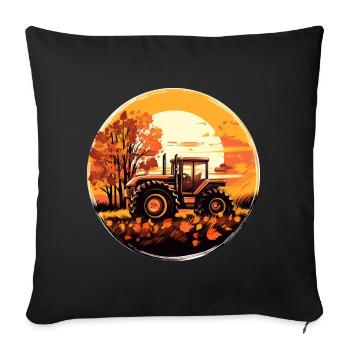 Tractor in autumn leaves: Sunset harvest - Sofa pillowcase 17,3'' x 17,3'' (45 x 45 cm) - black - Front