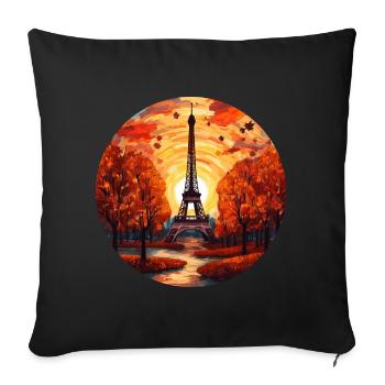 Autumn Eiffel Tower: Paris in autumn foliage - Sofa pillowcase 17,3'' x 17,3'' (45 x 45 cm) - black - Front