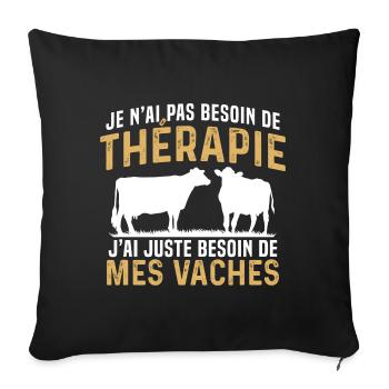 j'ai juste besoin de mes vaches - Housse de coussin décorative 45 x 45 cm - noir - Devant