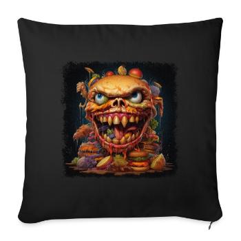 Monster Burger Restauration rapide Halloween - Housse de coussin décorative 45 x 45 cm - noir - Devant