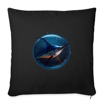 Marlin in blue Water - Sofa pillowcase 17,3'' x 17,3'' (45 x 45 cm) - black - Front