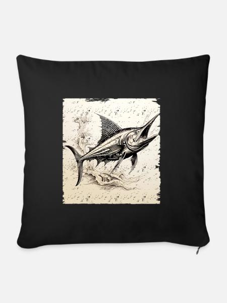 Marlin retro style - Sofakissenbezug 45 x 45 cm - Schwarz