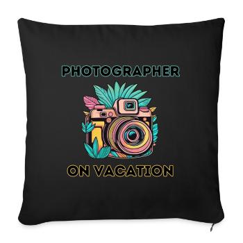 Photographe en vacances - Housse de coussin décorative 45 x 45 cm - noir - Devant
