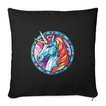 Einhorn-Bunte Aquarell-Tierillustration - Sofakissenbezug 45 x 45 cm - Schwarz - Vorne