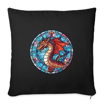 Dragon Aquarelle colorée Animal Animal Illustration - Housse de coussin décorative 45 x 45 cm - noir - Devant