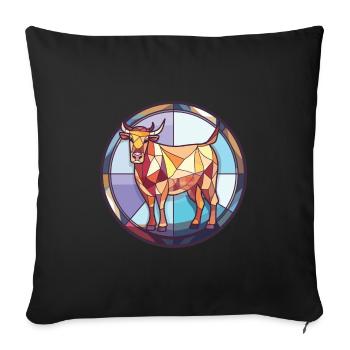 Cow Colorful Watercolor Animal Pet Illustration - Sofa pillowcase 17,3'' x 17,3'' (45 x 45 cm) - black - Front