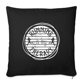Running Is My Therapy Retro Sunset - Sofa pillowcase 17,3'' x 17,3'' (45 x 45 cm) - black - Front