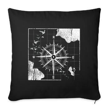 Vintage Compass Nautic Design - Sofa pillowcase 17,3'' x 17,3'' (45 x 45 cm) - black - Front